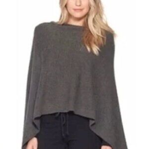 Barefoor Dreams Cozychic Lite Ruana Poncho Grey One Size